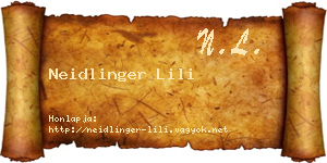 Neidlinger Lili névjegykártya